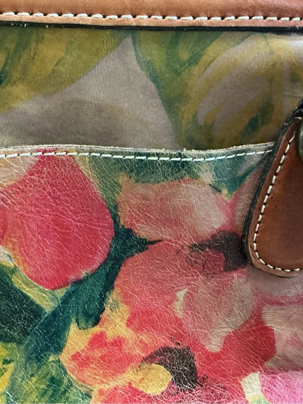Patricia Nash Artisan Floral Motif Leather Satchel Handbag - Multicolor